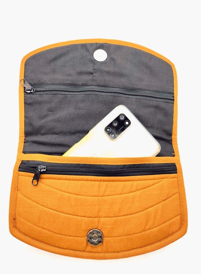 srishopify handicrafts محفظة يد محمولة للبنات من سريشوبيفاي، حقائب بنجارا صغيرة مع جيب للهاتف، محفظة نسائية مصنوعة يدوياً من القطن (متوسطة 8.5 بوصة، مرآة، خرز وتطريز خيوط، محافظ صفراء) - Image 3